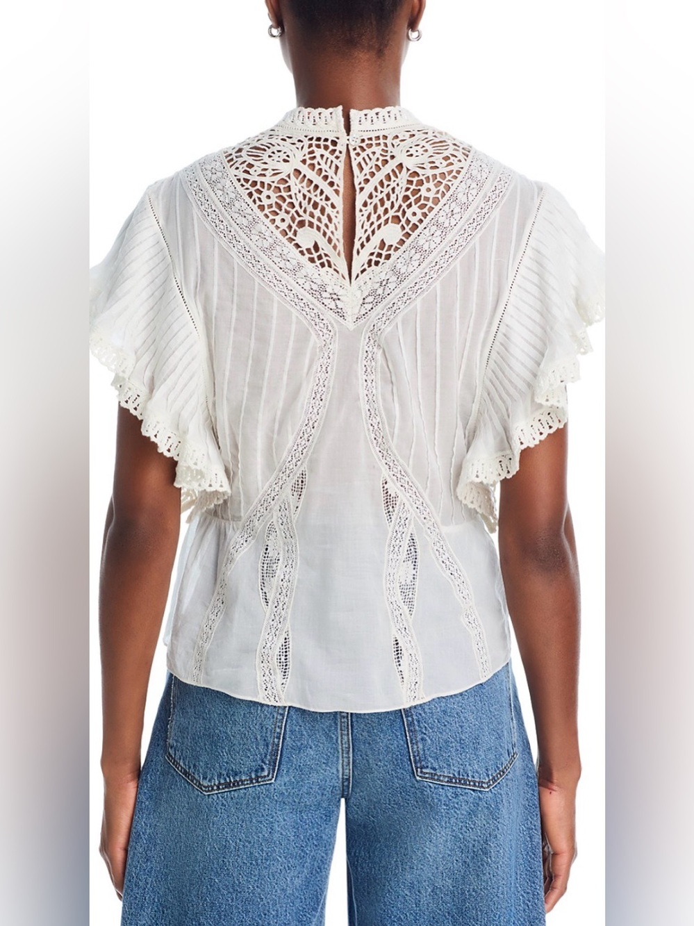 FARM Rio Lace Flutter Sleeve Top - Picture 3 of 9